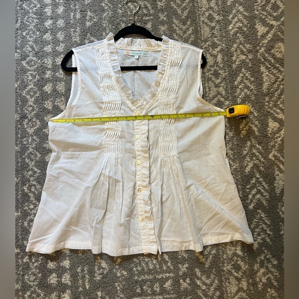 Marigold Way White Sleeveless Blouse 100% cotton made in India size L (D-104) - Picture 7 of 8